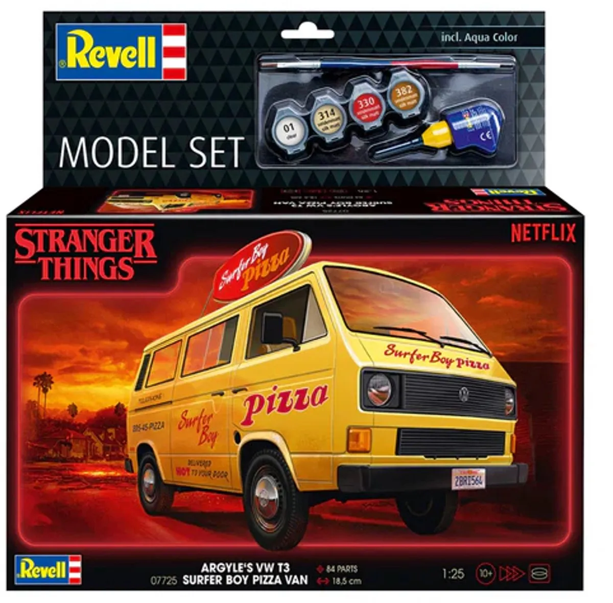 Revell 67725 Stranger Things Surfer Boy Pizza Bus Modelbouwpakket 1:25 - 84 Onderdelen