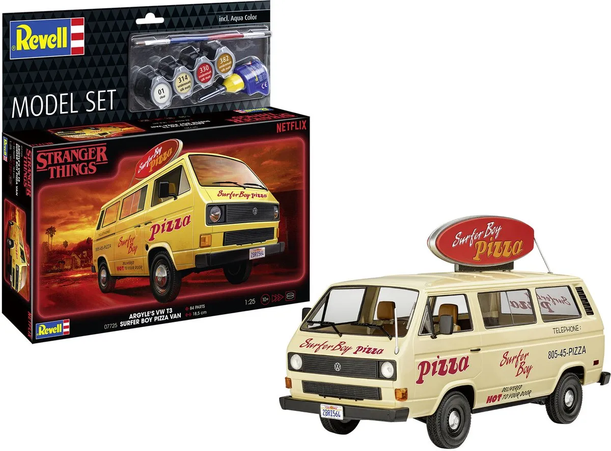 Revell 67725 Stranger Things Surfer Boy Pizza Bus Modelbouwpakket 1:25 - 84 Onderdelen