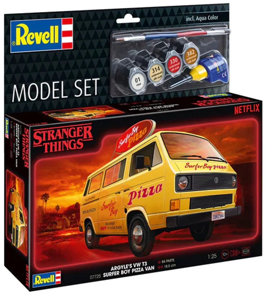 Revell 67725 Stranger Things Surfer Boy Pizza Bus Modelbouwpakket 1:25 - 84 Onderdelen