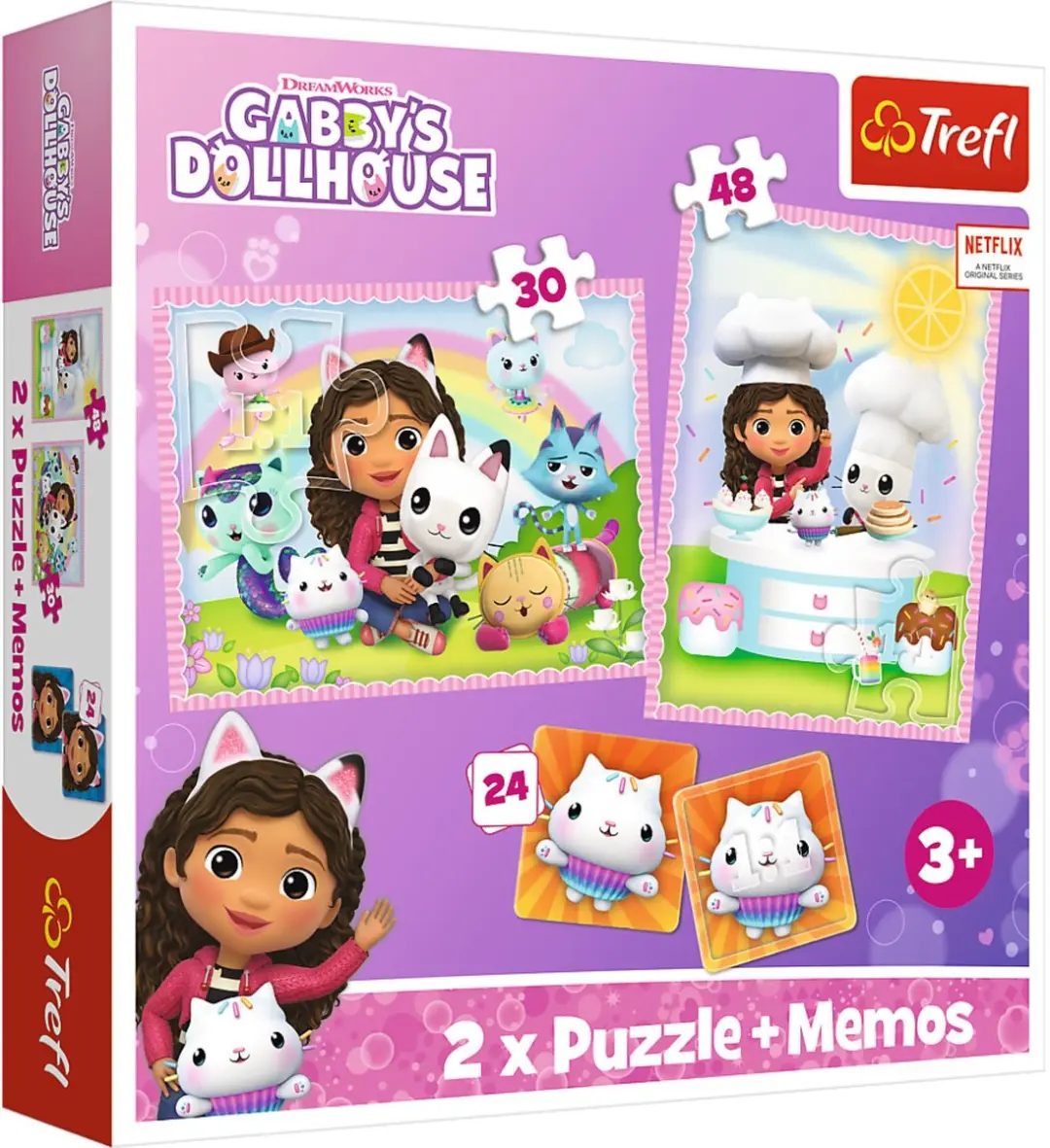 Puzzel Gabby's poppenhuis educatief spel 30 en 48 stukjes memo.