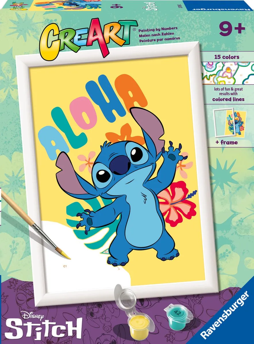 Ravensburger CreArt Disney Aloha Stitch Schilderen op nummer - Multicolor