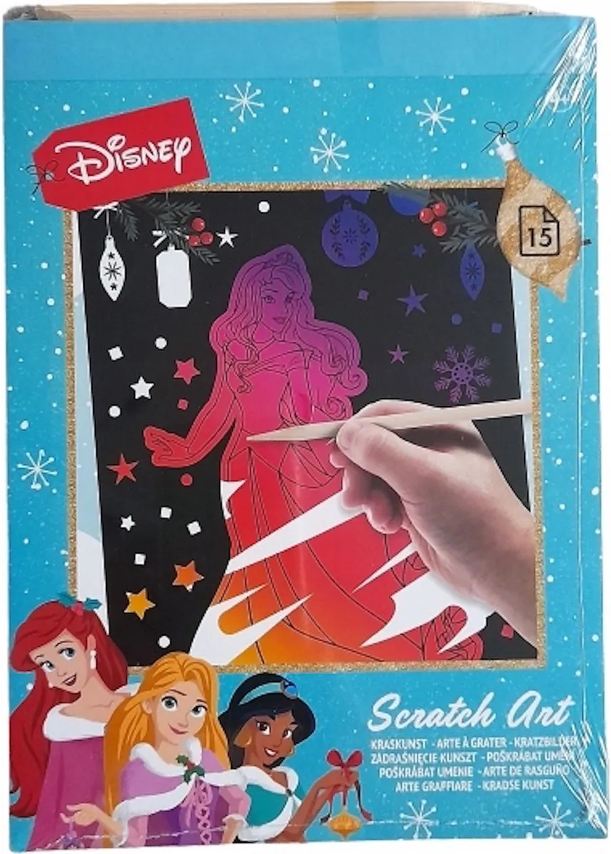 Disney Princess Kraskunstset - 15 A5 Kaarten - Turquoise Roze Glitter