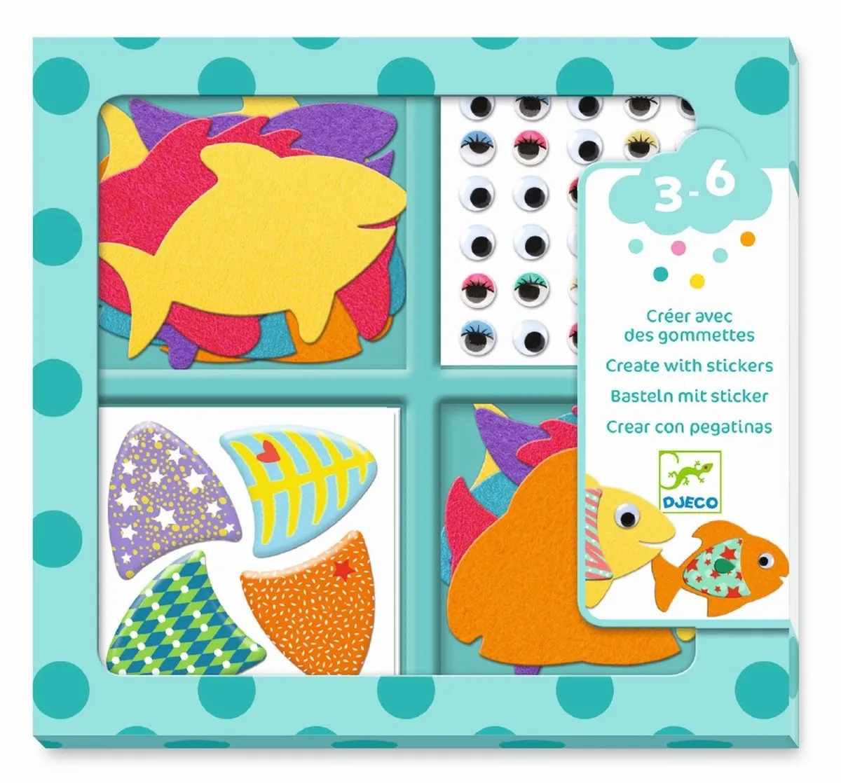 Djeco Knutselset Vissen Stickers - Multicolor - 24 Stuks