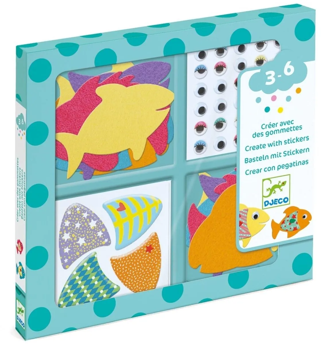Djeco Knutselset Vissen Stickers - Multicolor - 24 Stuks