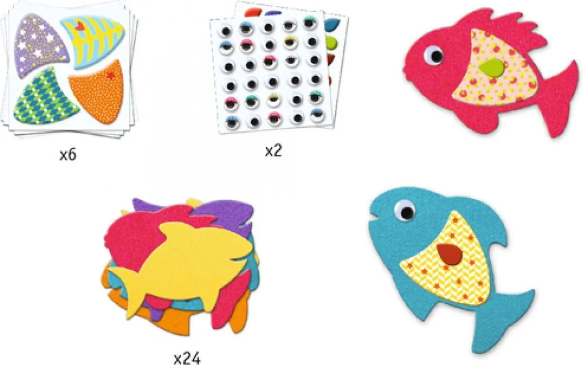 Djeco Knutselset Vissen Stickers - Multicolor - 24 Stuks