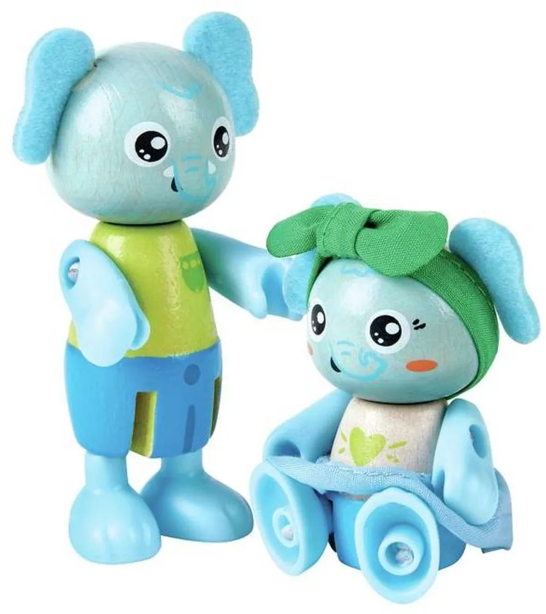 Hape Familie Olifant Poppenhuispop - 4 Stuks - Veelkleurig
