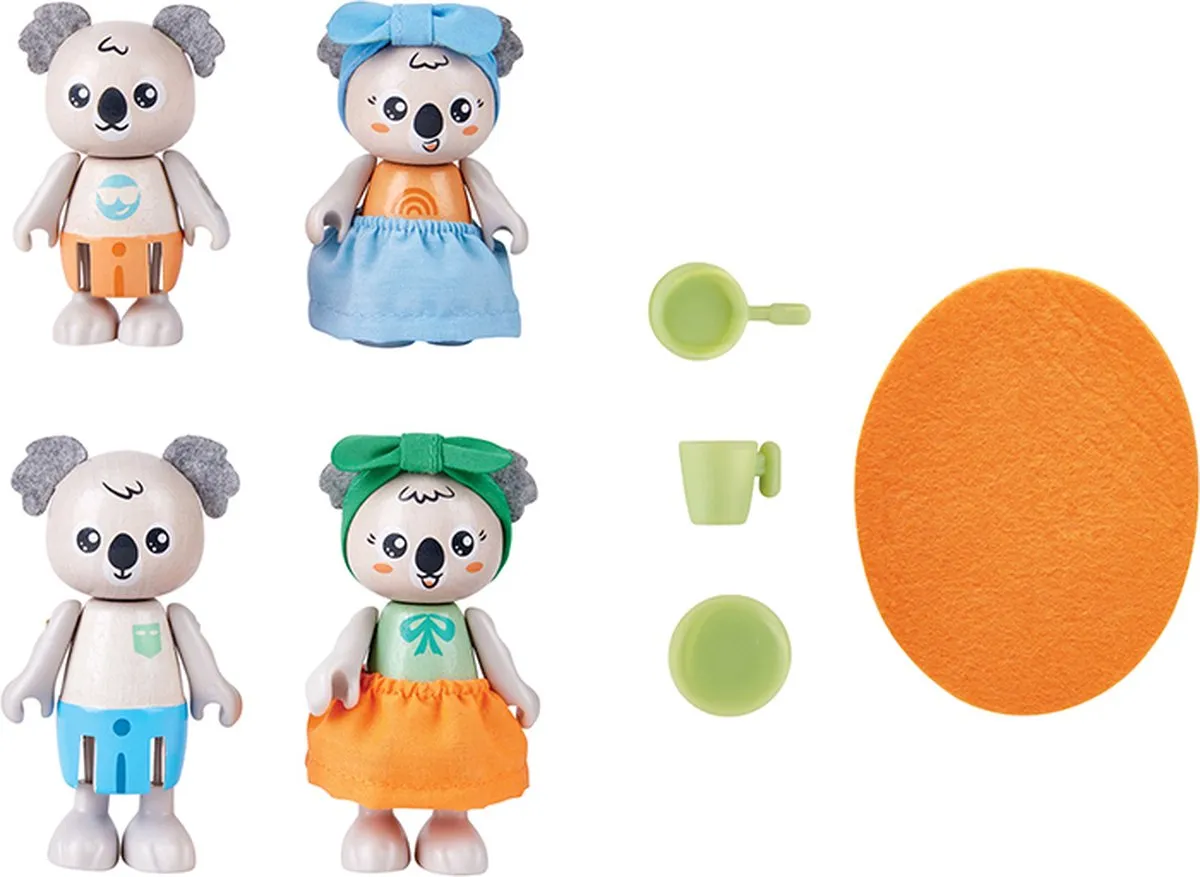 Hape Familie Olifant Poppenhuispop - 4 Stuks - Veelkleurig