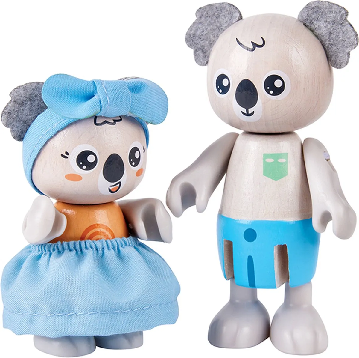 Hape Familie Olifant Poppenhuispop - 4 Stuks - Veelkleurig