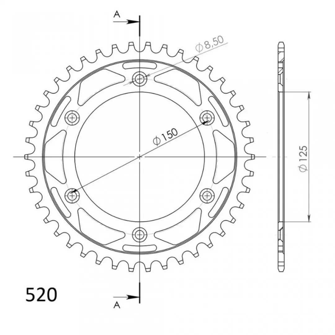 Couronne transmission SUPERSPROX pour moto Gas gas 700 SM Après 2022 42 dts P52