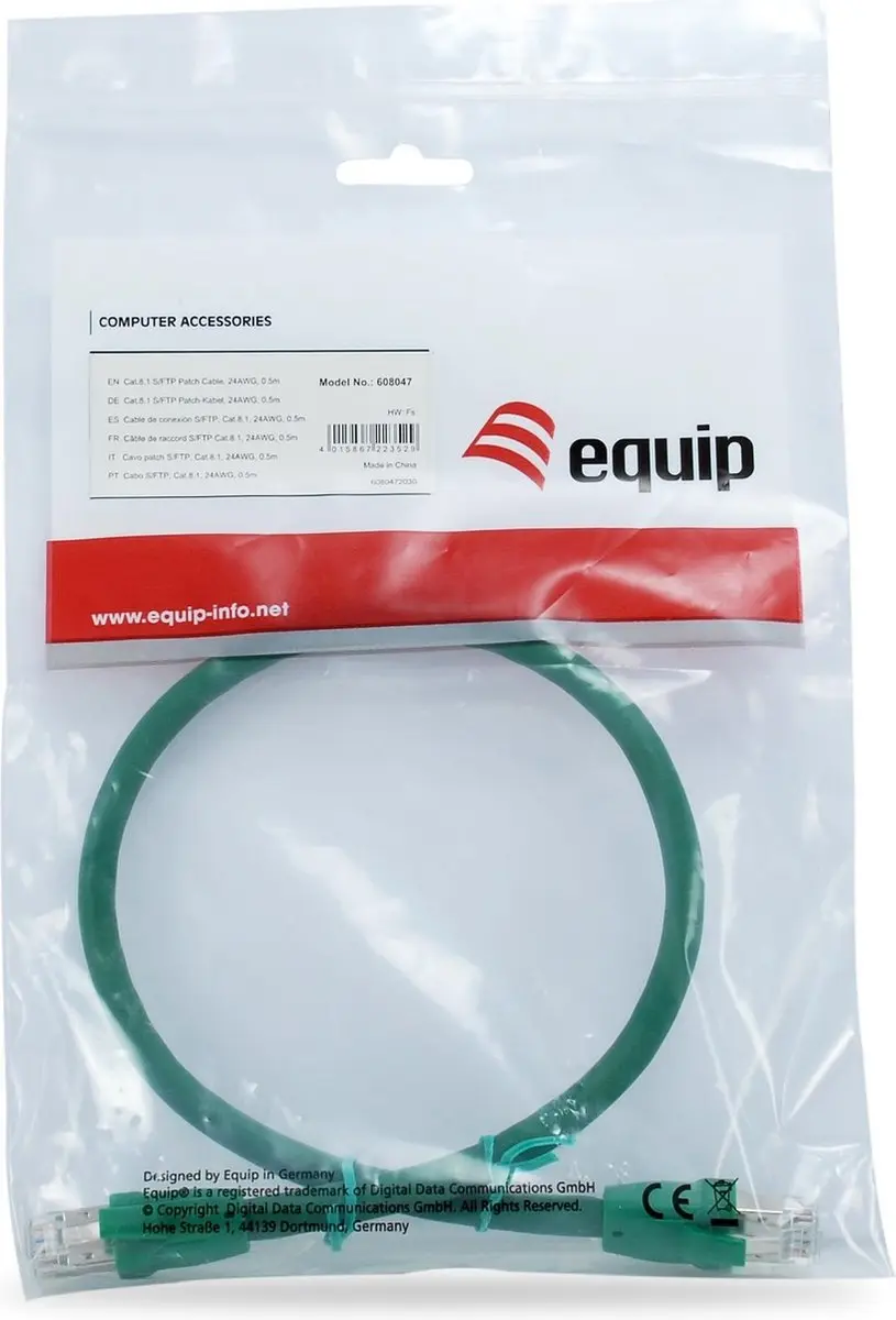 Equip 608047 Netwerkkabel Cat8.1 S/FTP 0,5m Groen - afbeelding 2 van 3