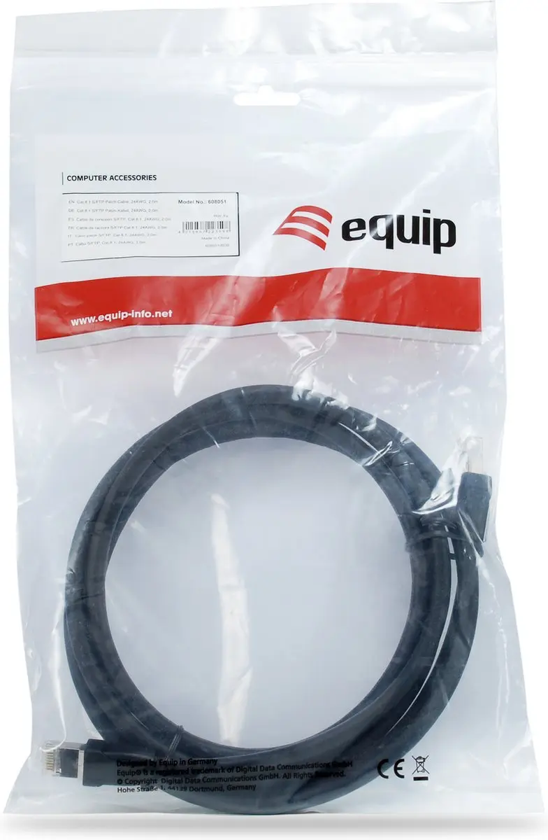 Equip 608057 Netwerkkabel Cat8.1 S/FTP 0,5m - Zwart - afbeelding 2 van 3