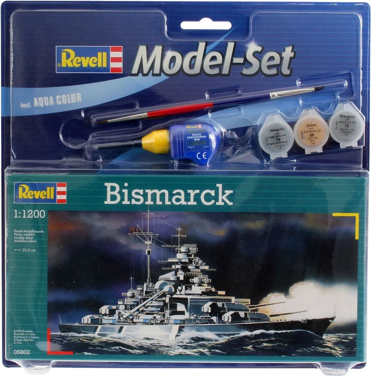 Revell 65802 Bismarck Modelbouwpakket Schip 1:1200 - 31 Onderdelen - Multi