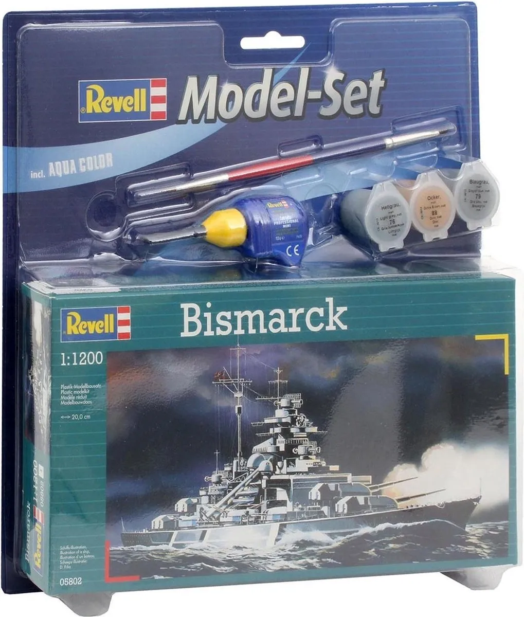 Revell 65802 Bismarck Modelbouwpakket Schip 1:1200 - 31 Onderdelen - Multi