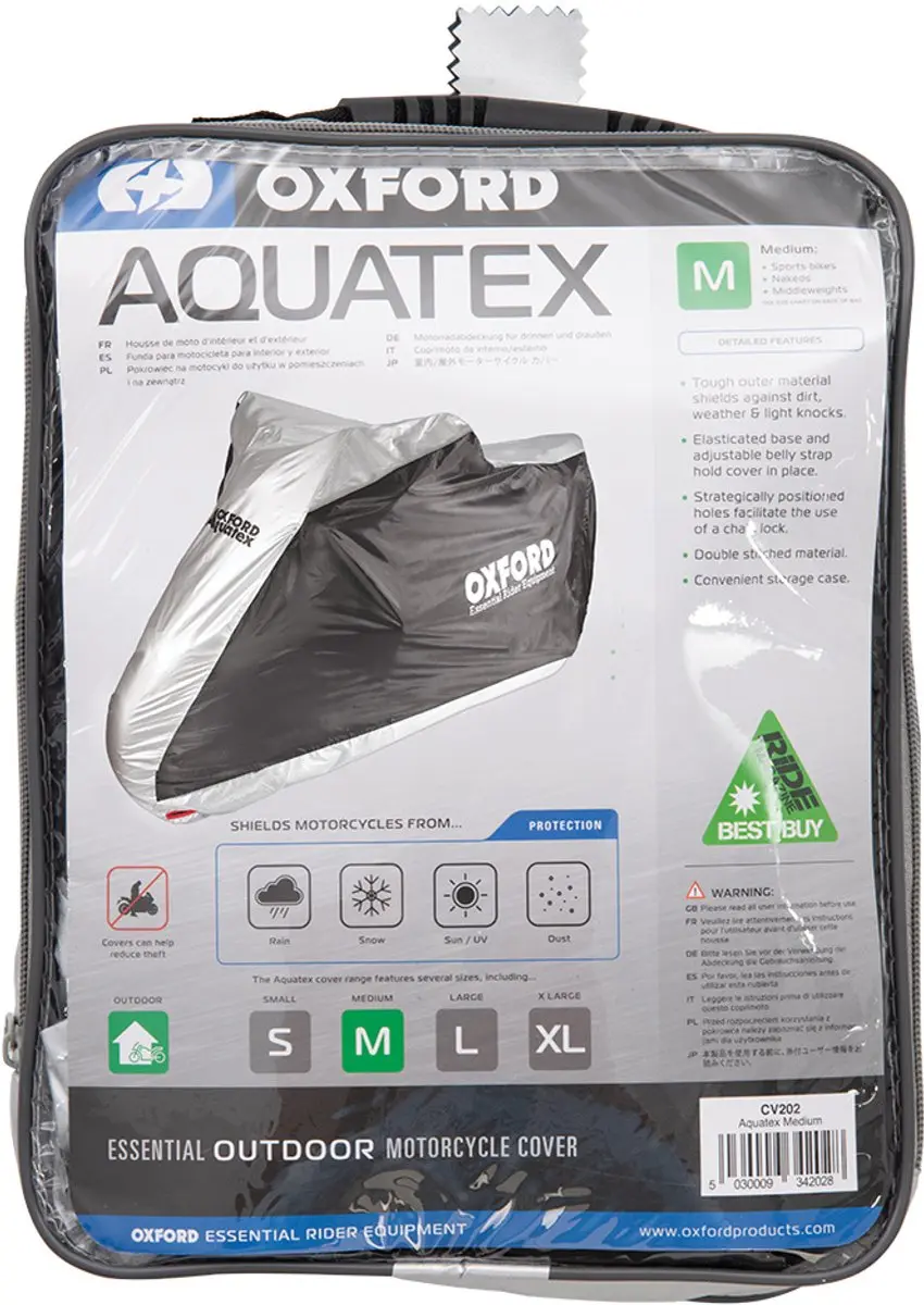 Oxford Aquatex CV202 Motorhoes - Zilvergrijs/Zwart - Maat M