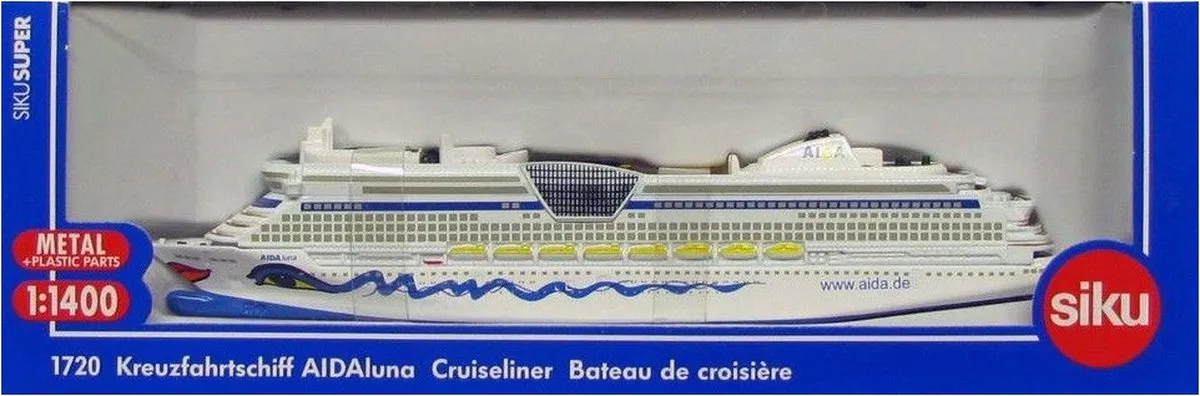 SIKU 1720 AIDAluna Cruiseschip 1:1400 - Metaal/Kunststof - Wit