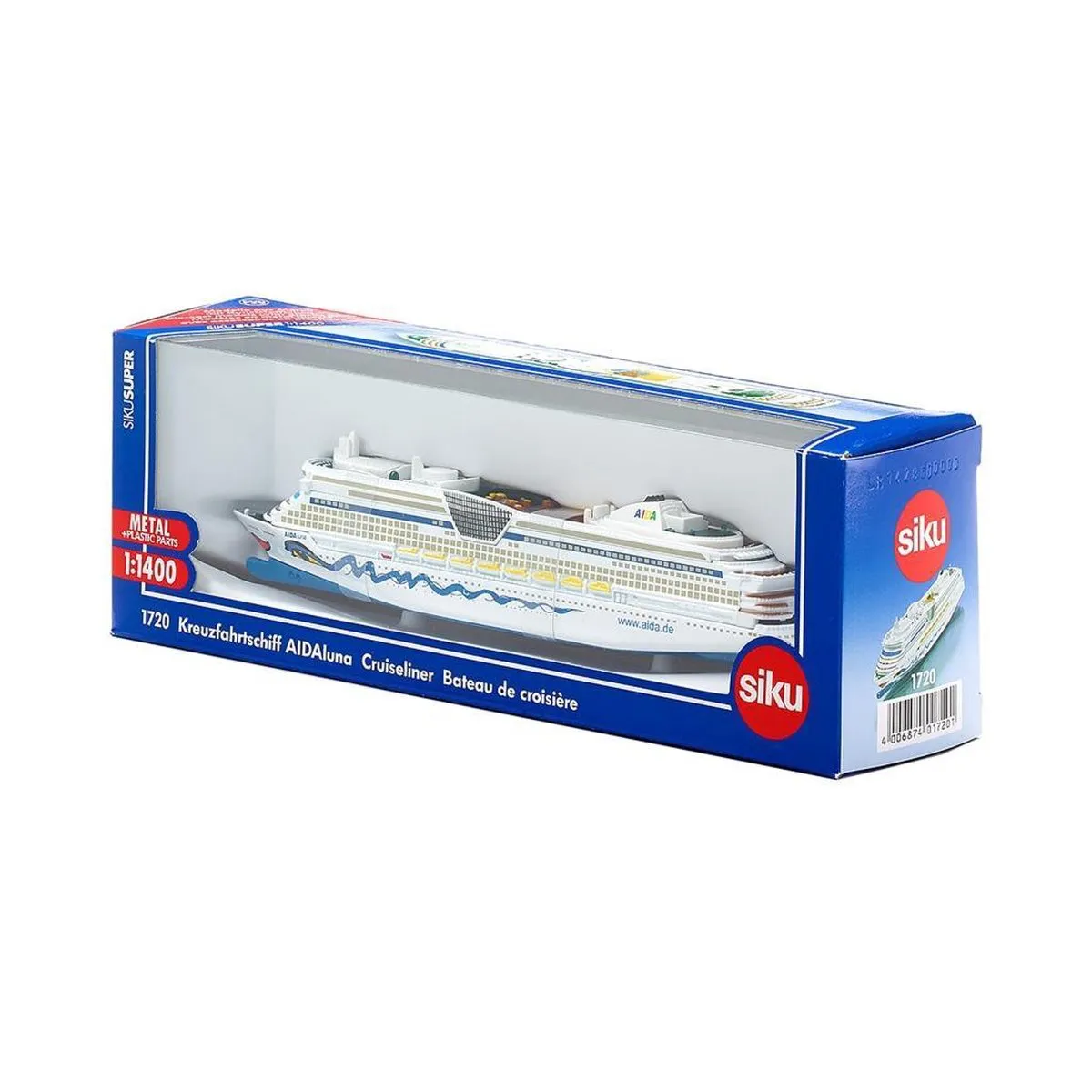 SIKU 1720 AIDAluna Cruiseschip 1:1400 - Metaal/Kunststof - Wit