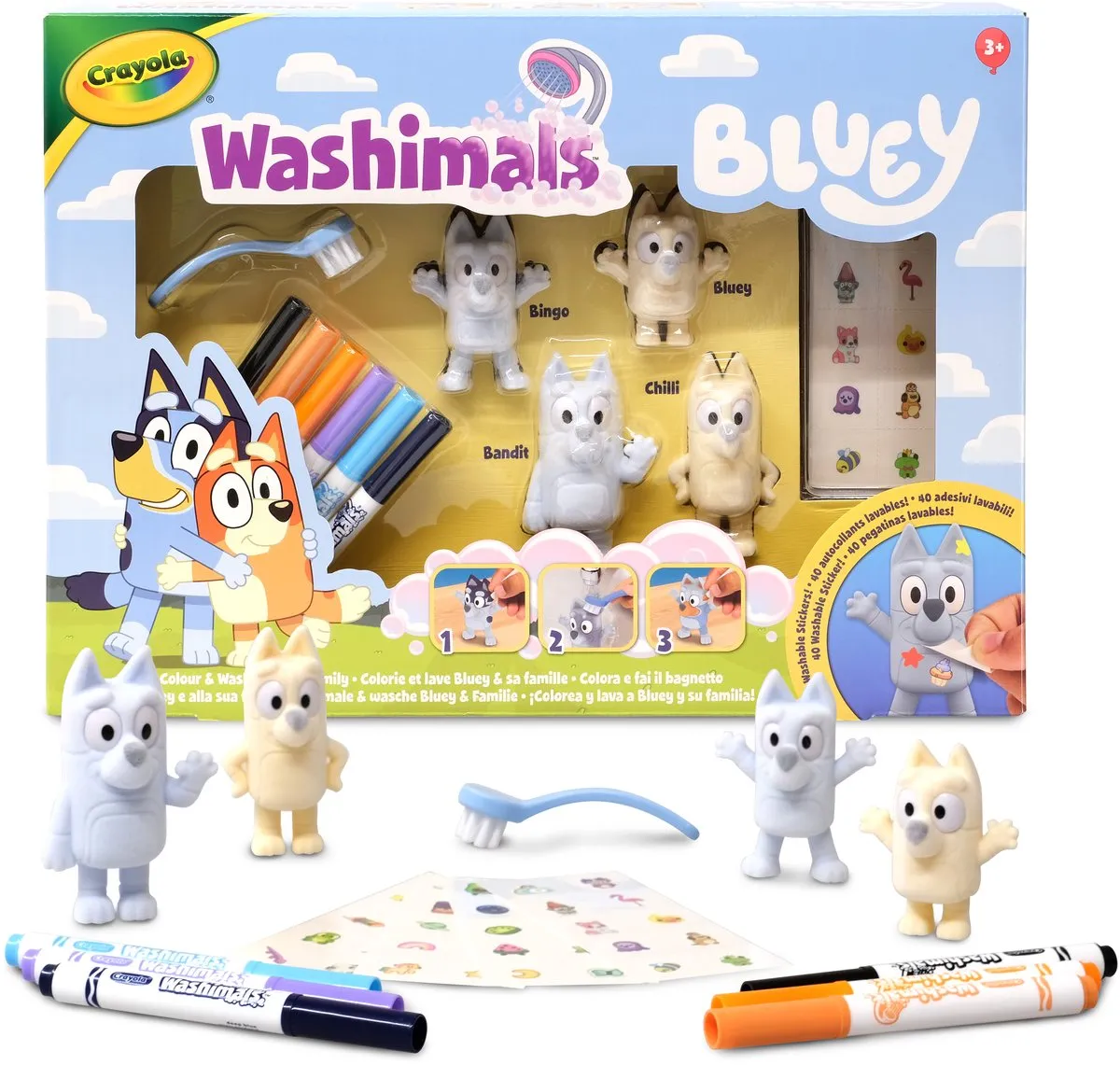 Crayola Washimals Bluey Knutselset - 4 Puppy's 6 Stiften