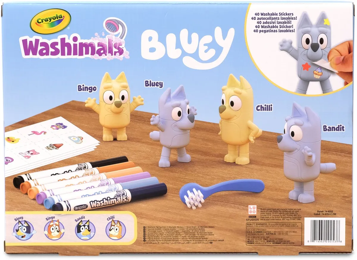 Crayola Washimals Bluey Knutselset - 4 Puppy's 6 Stiften
