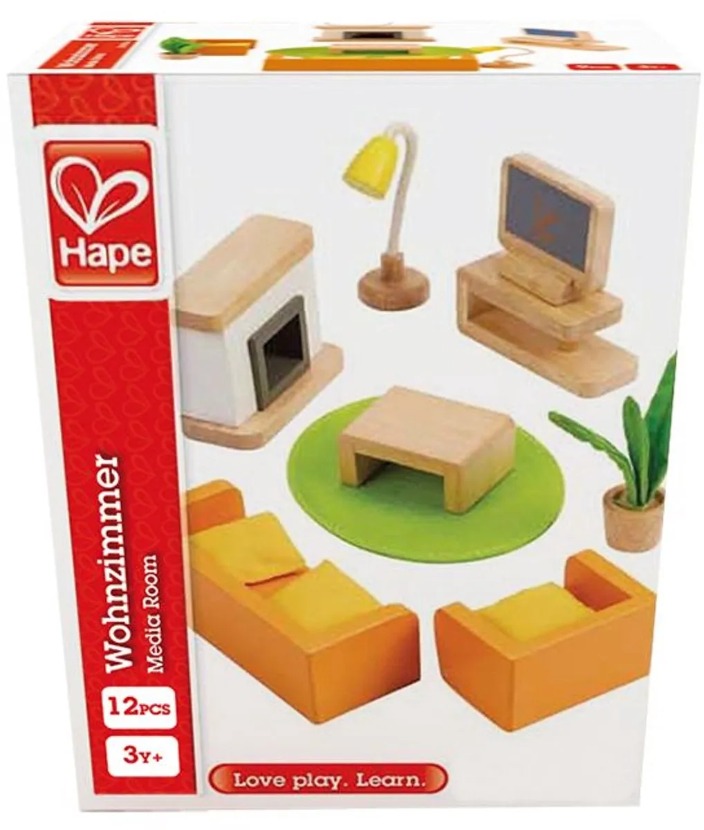 Hape Wohnzimmer Poppenhuismeubels - 7 Stuks - 1 Pop - Veelkleurig - afbeelding 8 van 8