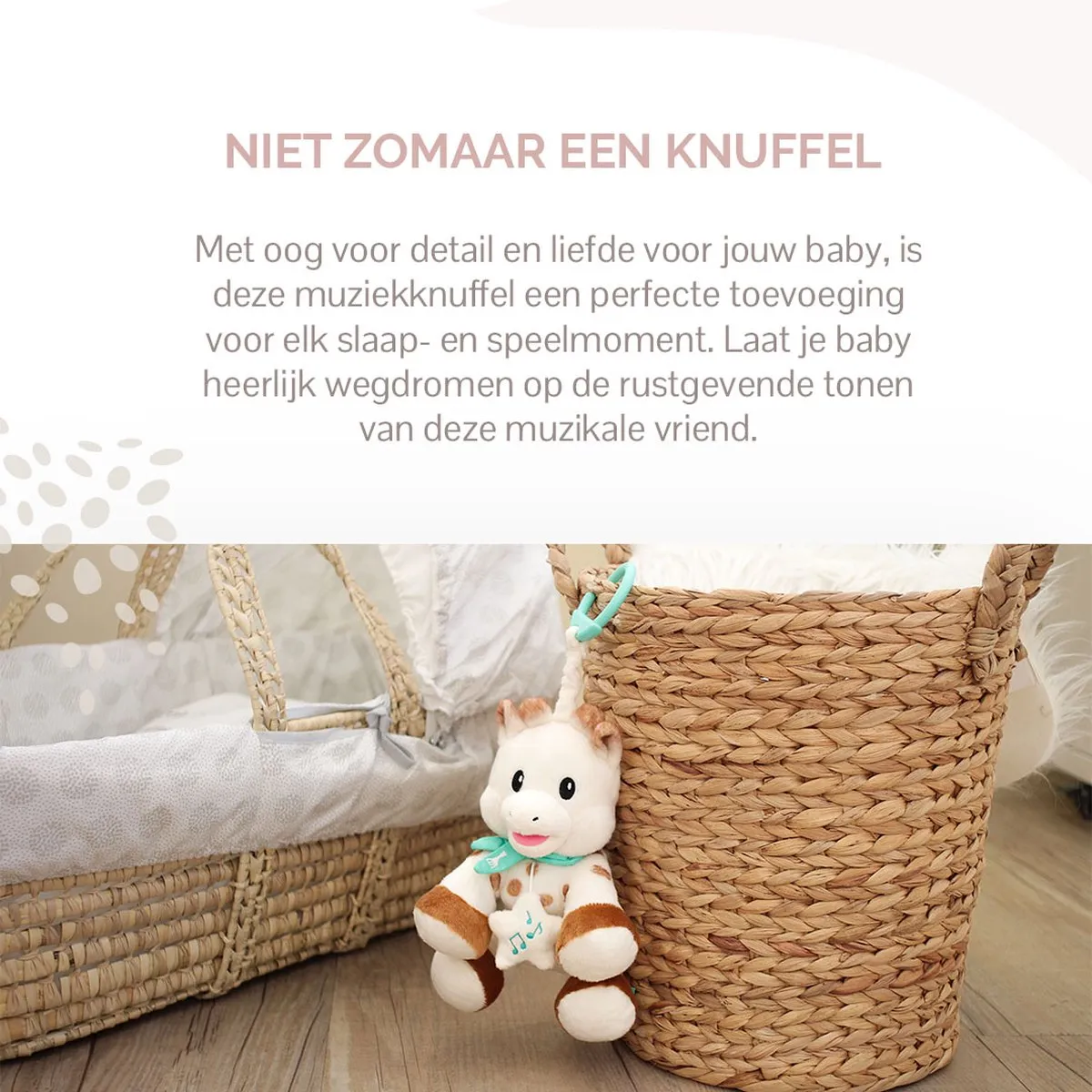 Sophie de Giraf Muziekknuffel - Pluche - 27x11x23cm - Wit/Bruin/Turquoise