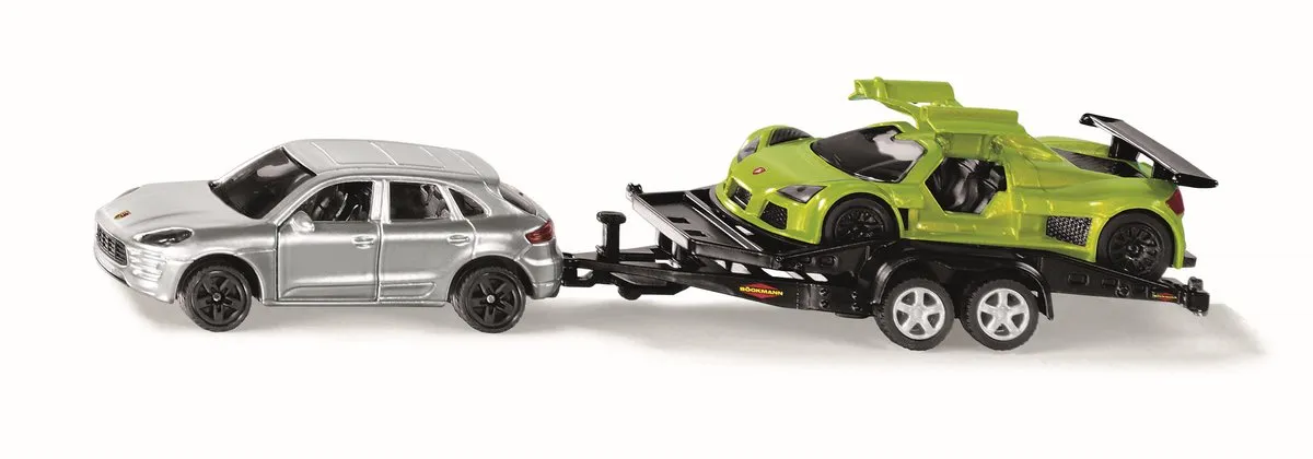 SIKU 2544 Porsche Macan met Transportaanhanger Gumpert Apollo 1:55