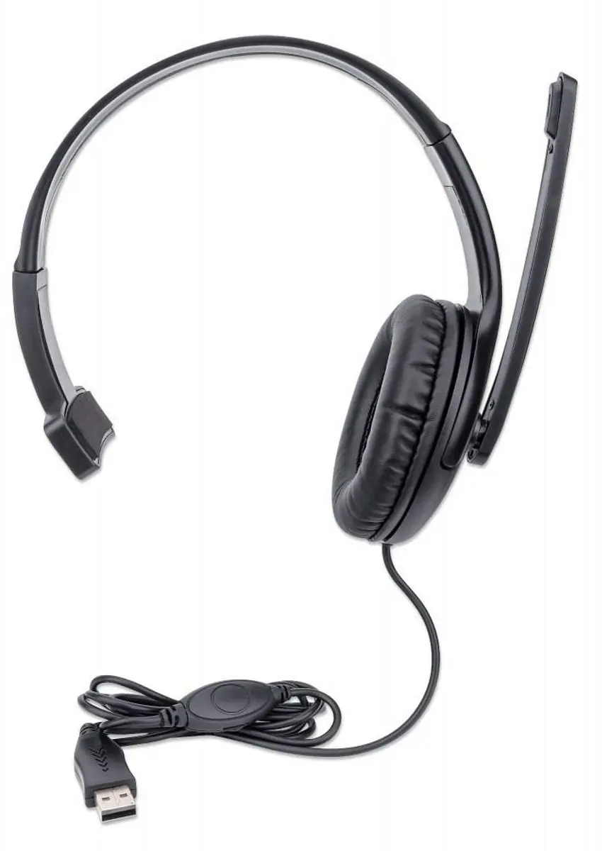 Manhattan Mono Serie USB Hoofdtelefoon - Zwart - afbeelding 2 van 6