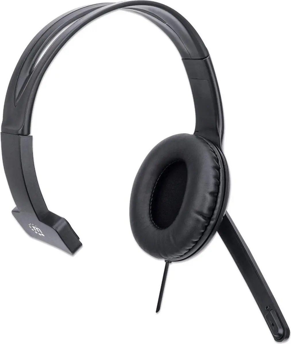 Manhattan Mono Serie USB Hoofdtelefoon - Zwart - afbeelding 4 van 6