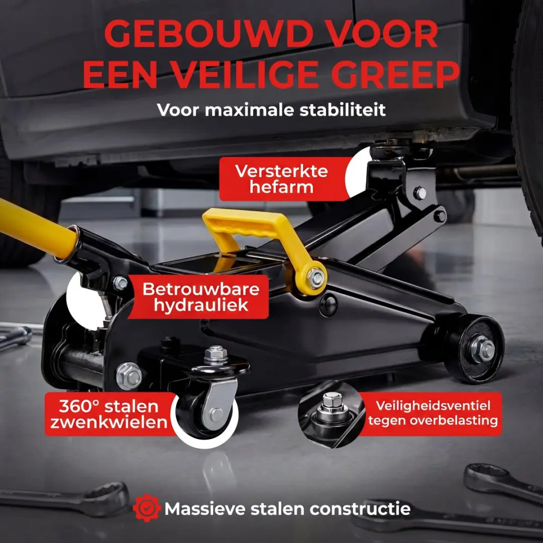 Deuba Bandenwisselset 6-delig - Autokrik 2 Ton + Momentsleutel Grijs