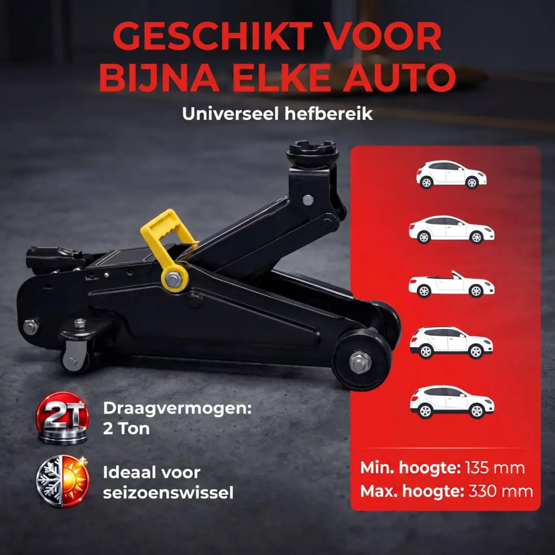 Deuba Bandenwisselset 6-delig - Autokrik 2 Ton + Momentsleutel Grijs