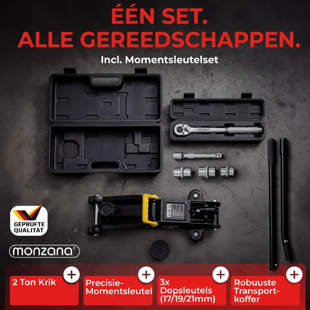 Deuba Bandenwisselset 6-delig - Autokrik 2 Ton + Momentsleutel Grijs