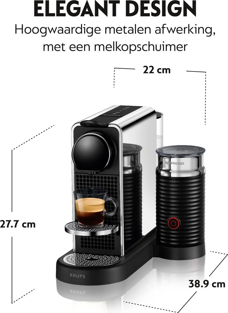 Krups Nespresso Citiz Platinum & Milk XN630D10 Koffiecupmachine - Zilver