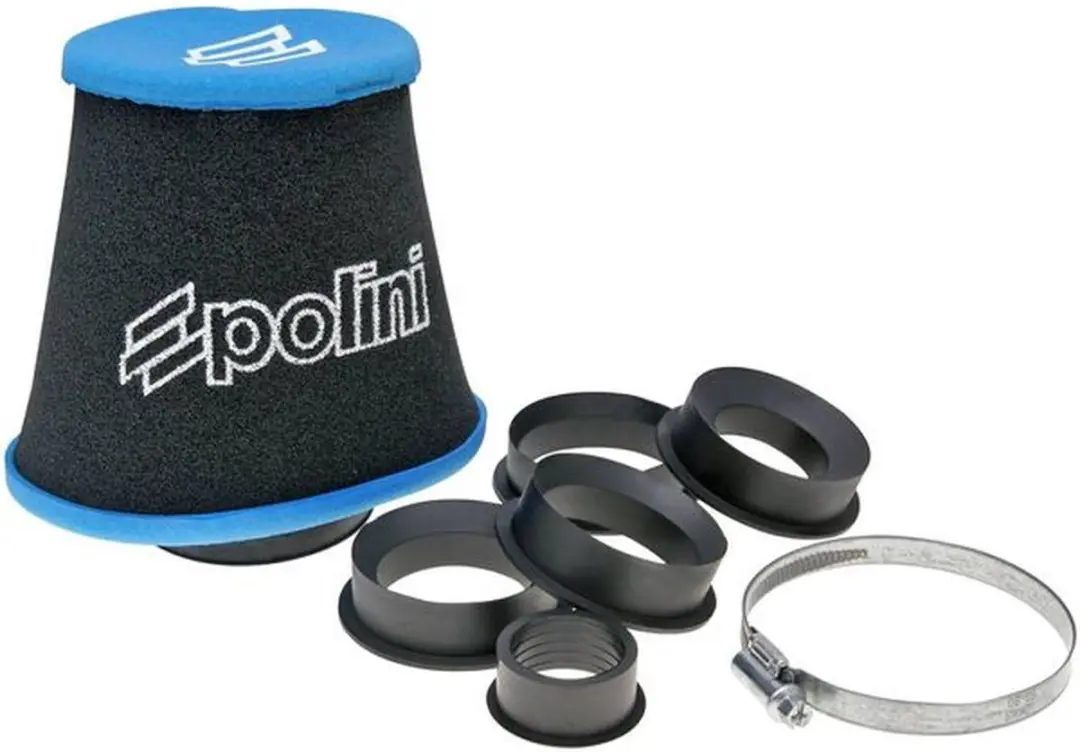Powerfilter POLINI Big Evo Zwart / Blauw Recht Ø28->49 203.0160