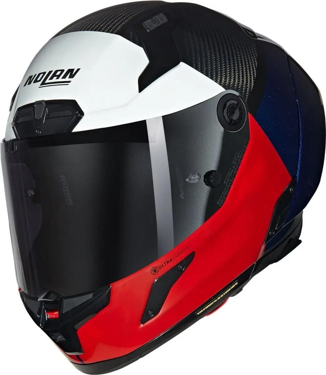 Nolan X-804 RS Blocco 348 Carbon Visceraal Rood Diepblauw Wit Glossy Integraalhe