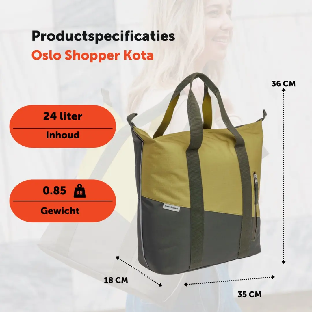 New Looxs Oslo Kota Fietsshopper - 24L - Olive/Yellow - afbeelding 2 van 6