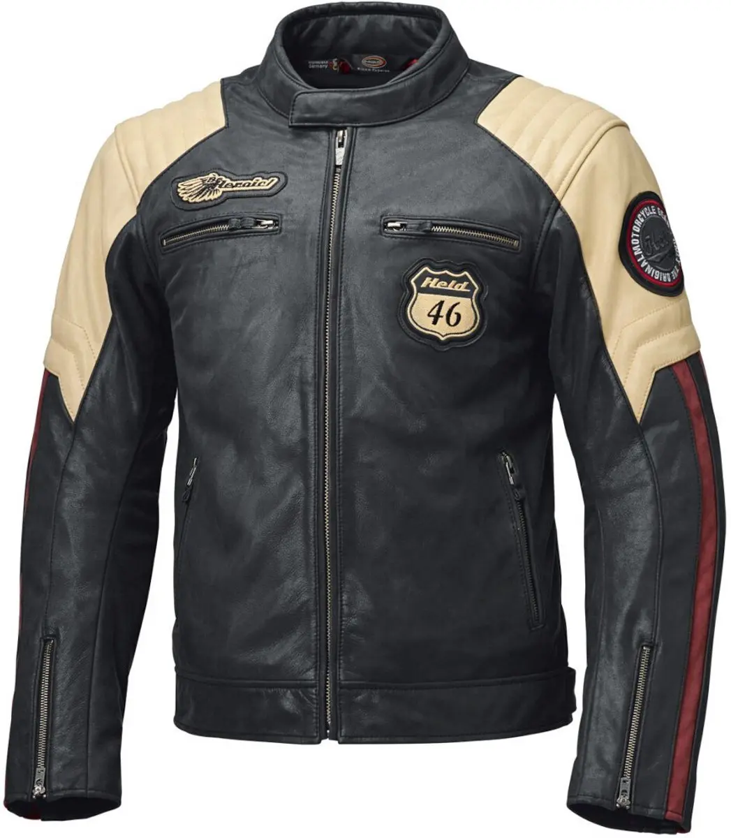 Held Baker 2 Crème Donkerblauw Leren Motorjas