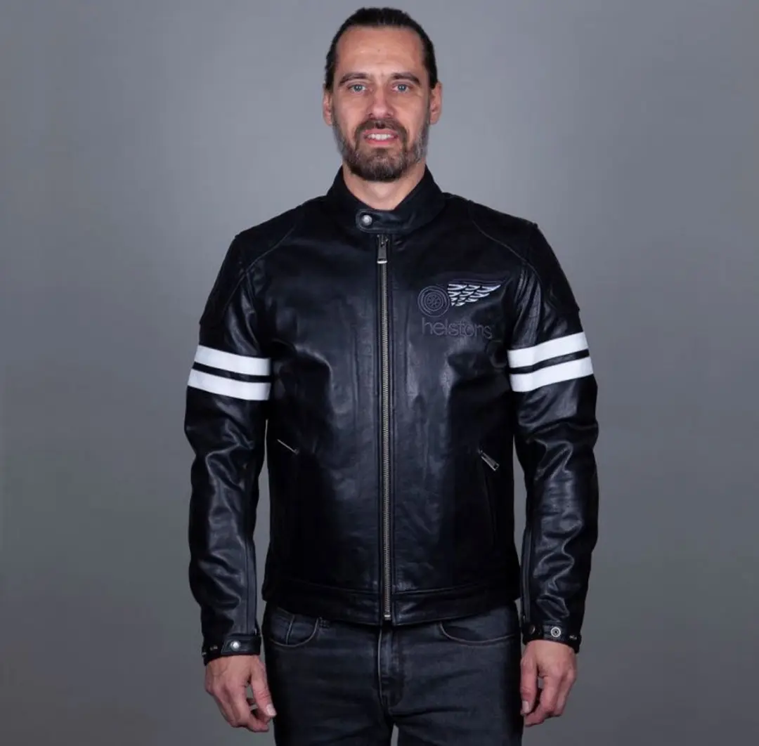 Helstons Jake Speed Leren Buffalo Jas Zwart Wit