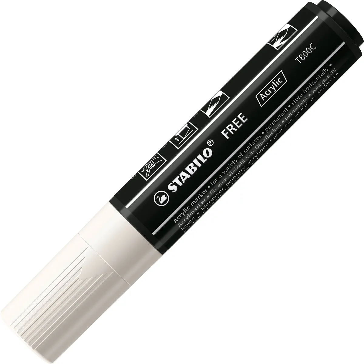 STABILO Free T800C Acryl Marker Schuine Punt 4-10mm - Wit