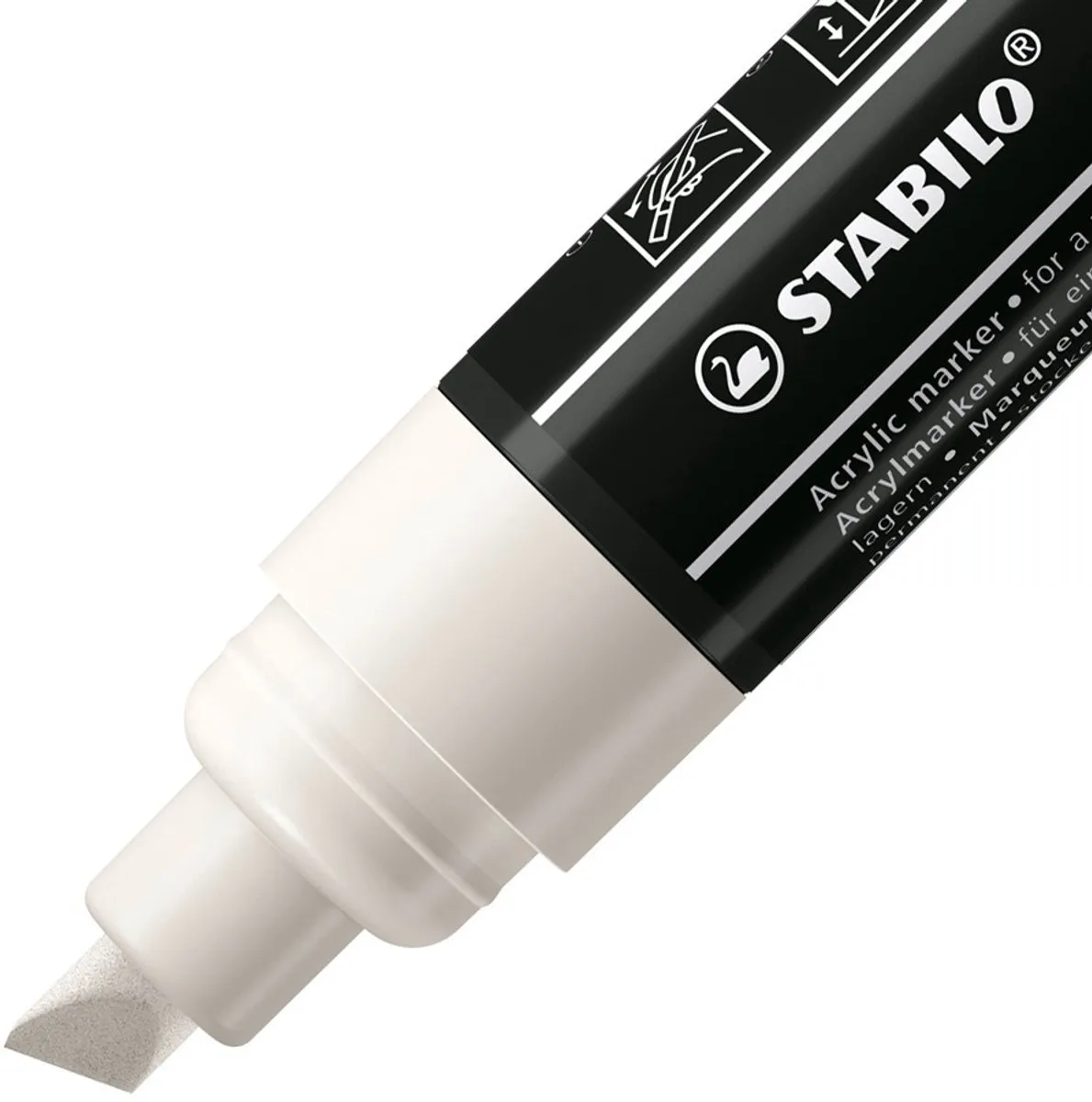 STABILO Free T800C Acryl Marker Schuine Punt 4-10mm - Wit