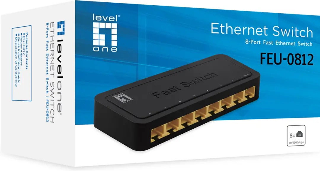 LevelOne FEU-0812 8-Port Fast Ethernet Switch - Zwart