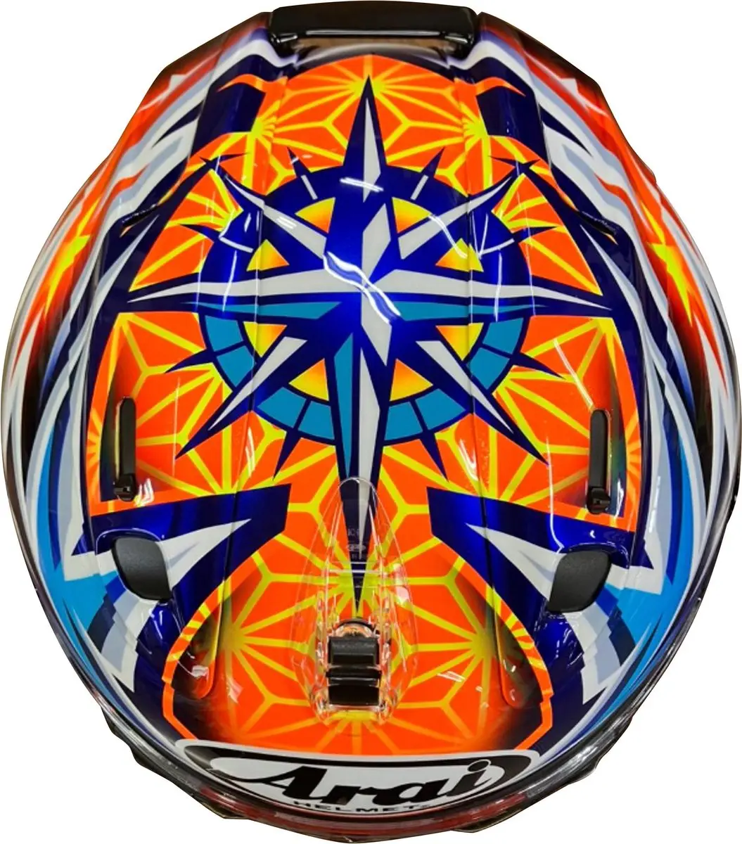 Arai RX-7V Evo Okamoto Compass Helm - S - Oranje/Wit/Blauw