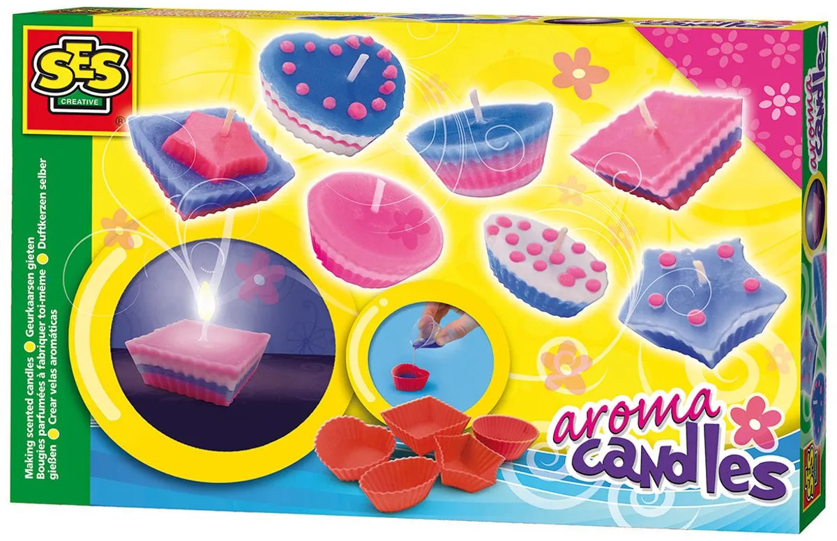 SES Creative Hobby Pink Geurkaarsen Knutselset - 5 Vormpjes 3 Kleuren