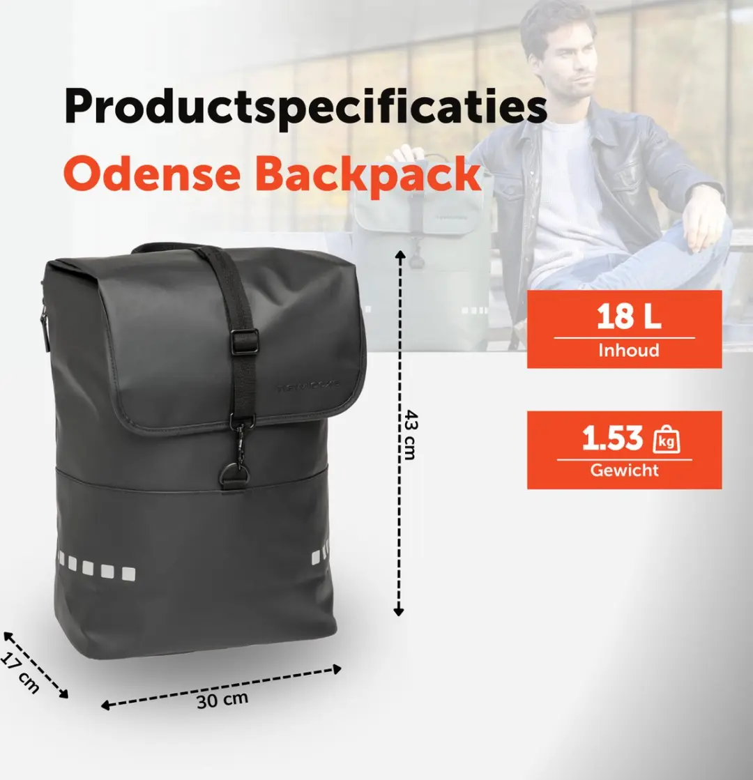 New Looxs Odense Backpack Fietsrugzak 15" - 18L - Zwart - afbeelding 3 van 6
