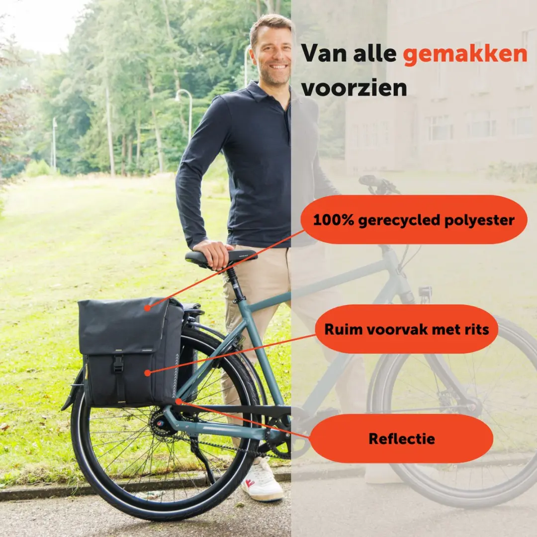 New Looxs Tulum Double Dubbele Fietstas 32L - Zwart - afbeelding 3 van 6
