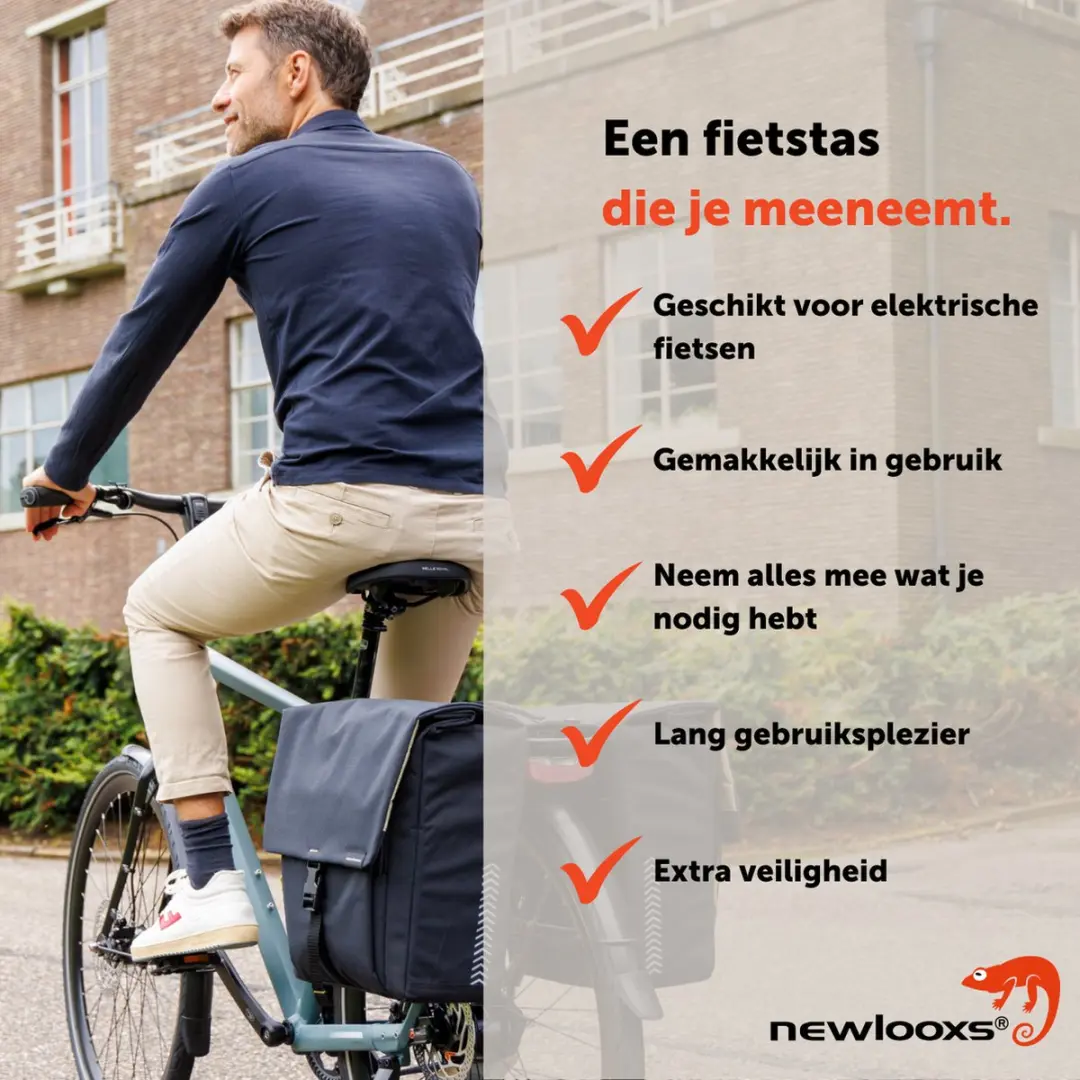 New Looxs Tulum Double Dubbele Fietstas 32L - Zwart - afbeelding 5 van 6