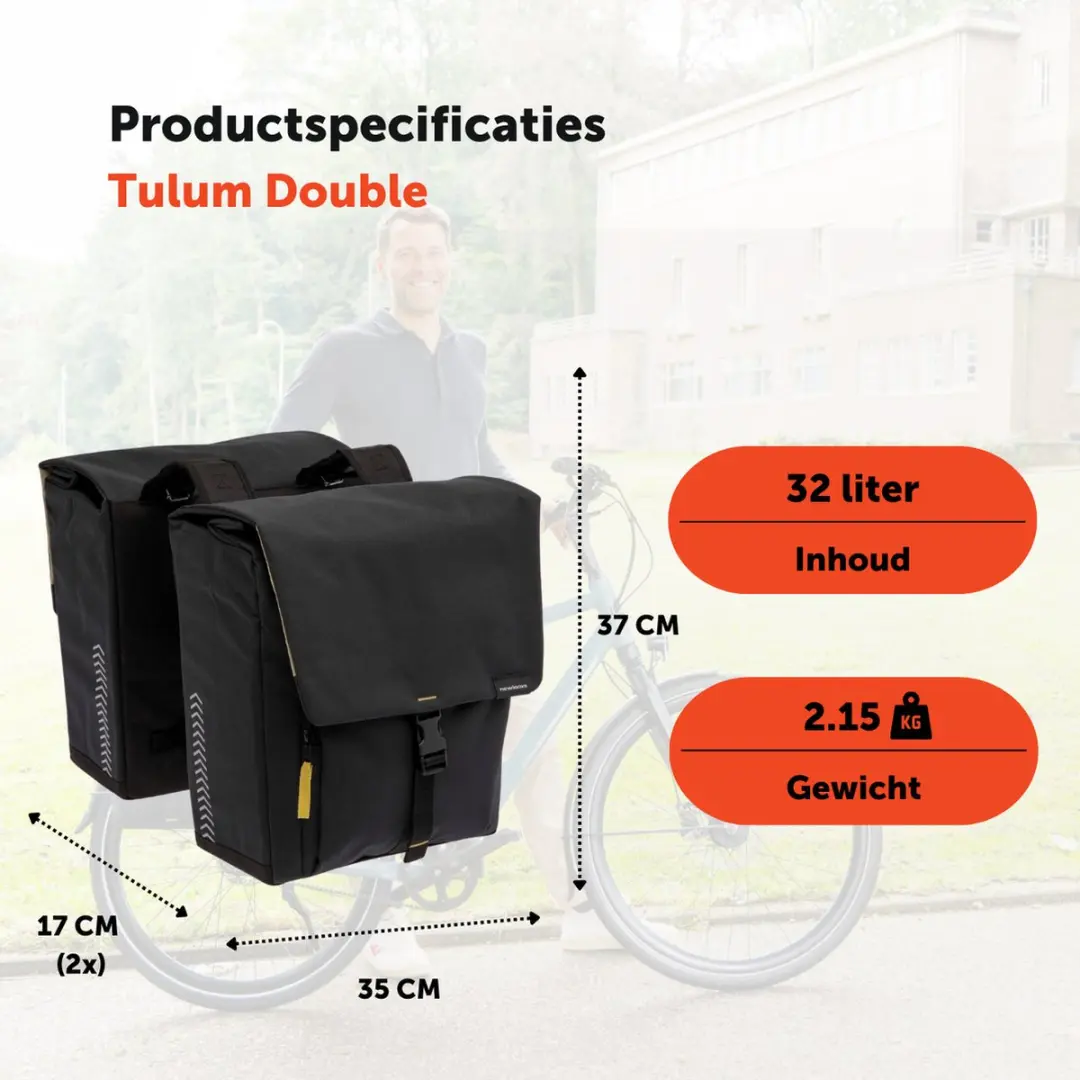 New Looxs Tulum Double Dubbele Fietstas 32L - Zwart - afbeelding 2 van 6