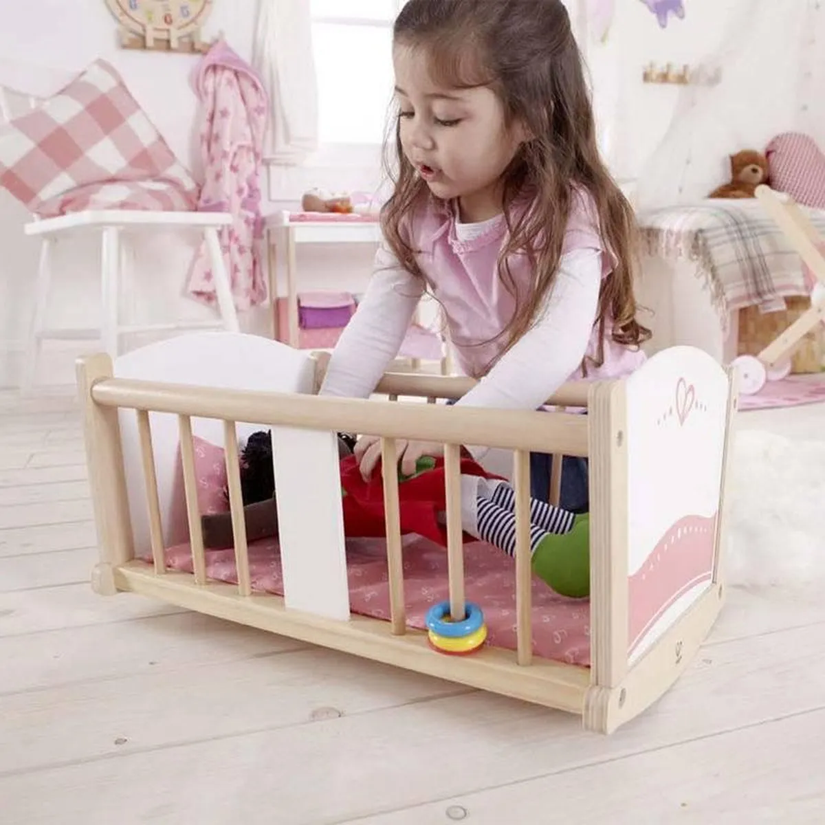 Hape Wieg Poppenhuis - veelkleurig