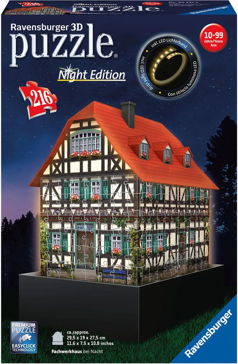 Ravensburger Fachwerkhaus Night Edition 3D Puzzel - 216 Stuks