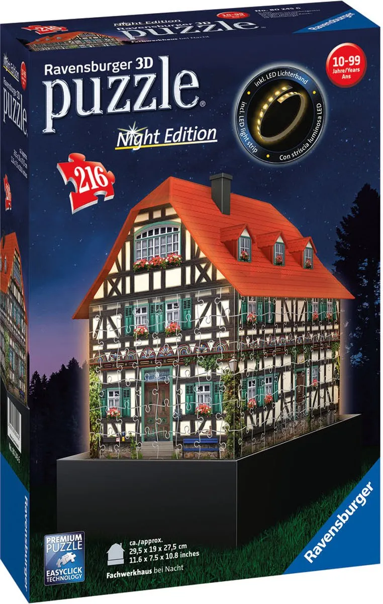 Ravensburger Fachwerkhaus Night Edition 3D Puzzel - 216 Stuks
