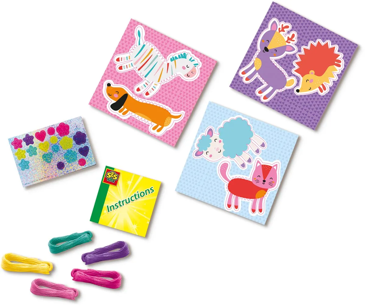 SES Creative Draad Wikkel Dieren - 6 Stuks - Met Glitterstickers