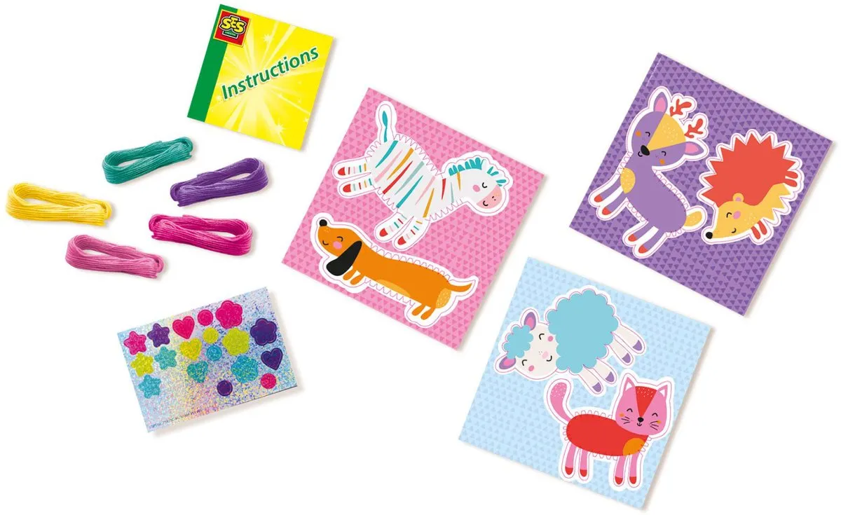 SES Creative Draad Wikkel Dieren - 6 Stuks - Met Glitterstickers